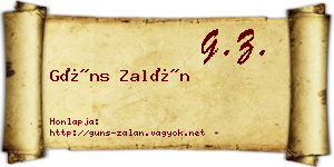 Güns Zalán névjegykártya